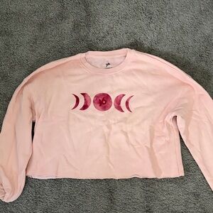 Pink Cropped Sweatshirt with Moon Phases
